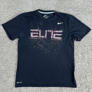 Nike Shirt Mens Small Black Red Elite Burst Swoosh Short Sleeve Cotton Blend